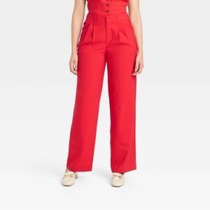 Women's Red High-Waisted Pants